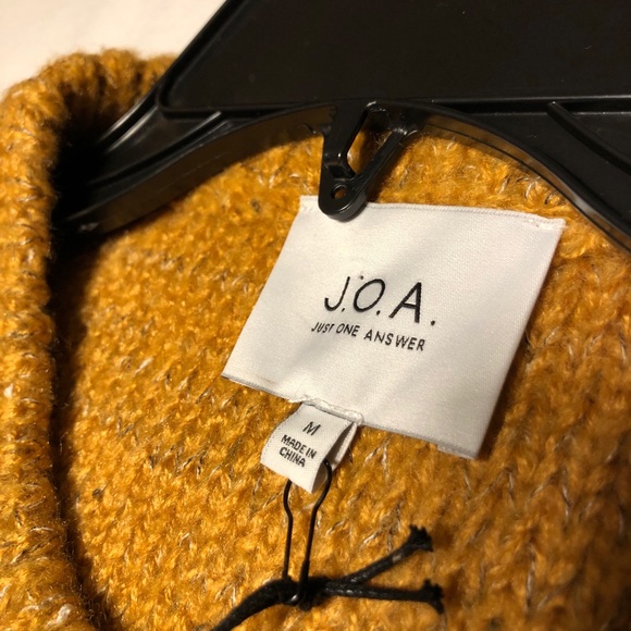 J.O.A Balloon Sleeve Cable Knit Sweater Yellow Mustard M - Picture 5 of 10